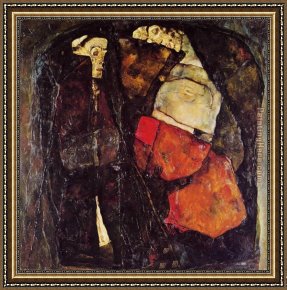 The Death of Demosthenes Framed Paintings - Pregnant Woman and Death by Egon Schiele
