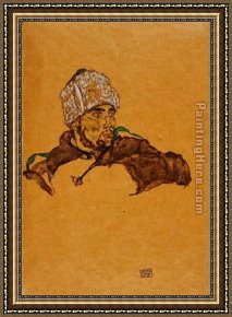 Russian Framed Paintings - Russian Officer by Egon Schiele