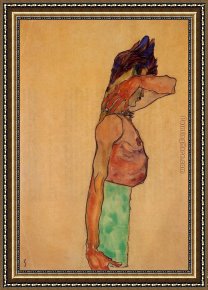 Standing Guard Framed Paintings - Standing Male Nude by Egon Schiele