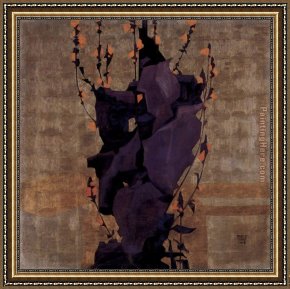 Flower of Life Framed Paintings - Stylized flowers before decorative background still life by Egon Schiele