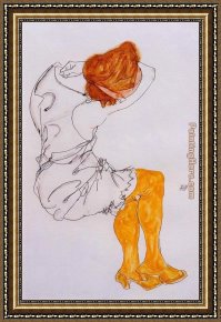 Sleeping Framed Paintings - The Sleeping girl by Egon Schiele