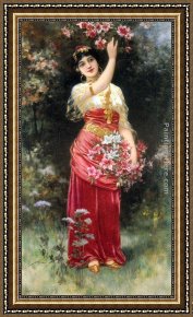 Waterhouse Gather Flower Girls Framed Paintings - An Oriental flower Girl by Eisman Semenowsky