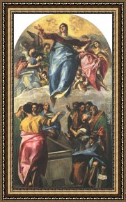 Assumption of The Virgin, Detail of The Apostles Framed Paintings - Assumption of the Virgin by El Greco