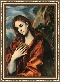 Penitent Magdalen Framed Paintings - Penitent Magdalene by El Greco