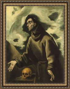 Receiving The News Framed Paintings - Saint Francis receiving the Stigmata by El Greco