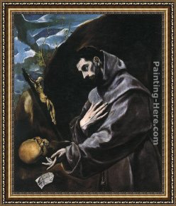 Praying Monks Framed Paintings - St Francis Praying by El Greco
