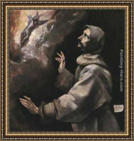 Receiving The News Framed Paintings - St. Francis Receiving the Stigmata by El Greco