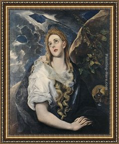 St Mary Magdalene Framed Paintings - St Mary Magdalene by El Greco