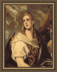 Penitent Magdalen Framed Paintings - The Penitent Magdalene by El Greco