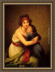 Madame Framed Paintings - Madame Vigee-Le Brun et sa fille by Elisabeth Louise Vigee-Le Brun
