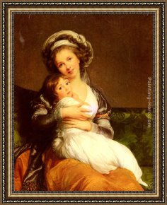 Madame Framed Paintings - Madame Vigee-Lebrun et sa fille, Jeanne-Lucie-Louise by Elisabeth Louise Vigee-Le Brun