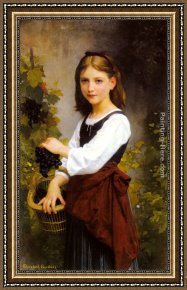 Jane Maxwell, Duchess of Gordon And Her Son The Marquis of Huntly Framed Paintings - A Young Girl Holding a Basket of Grapes by Elizabeth Jane Gardner Bouguereau