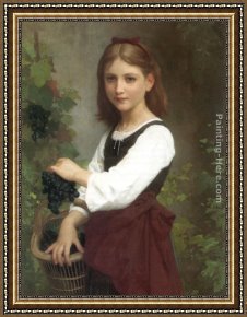 Jane Maxwell, Duchess of Gordon And Her Son The Marquis of Huntly Framed Paintings - Young Girl Holding a Basket of Grapes by Elizabeth Jane Gardner Bouguereau