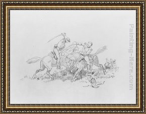 The Fighting Temeraire Tugged to Her Last Berth to Be Broken Up Framed Paintings - Soldiers Fighting by Emanuel Gottlieb Leutze