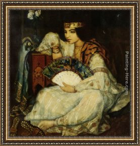 Ballerina And Lady with a Fan Framed Paintings - Lady with a Fan by Emile Bernard