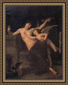 The Education of Cupid Framed Paintings - Cupid Disarmed by Emile Munier