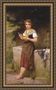 Jeune Bergere Debout Framed Paintings - Le jeune paysanne by Emile Munier