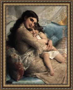 The Daughters of Judah in Babylon Framed Paintings - Portrait of a Mother and Daughter by Emile Munier