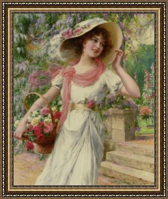 Garden Framed Paintings - The Flower Garden by Emile Vernon