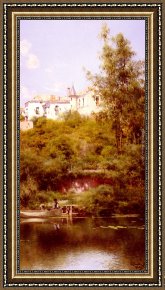 Out on The Town Framed Paintings - Boating At The Edge Of The Town by Emilio Sanchez-Perrier