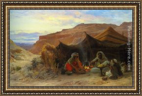 Egyptian Recruits Crossing The Desert Framed Paintings - Bedouins in the Desert by Eugene-Alexis Girardet