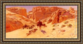 Egyptian Recruits Crossing The Desert Framed Paintings - Caravan In The Desert by Eugene-Alexis Girardet
