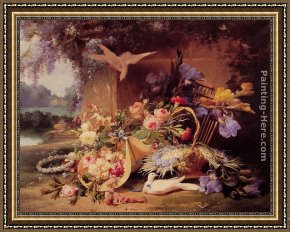 Flower of Life Framed Paintings - Elegant Still Life with Flowers by Eugene Bidau