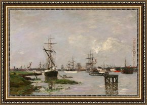 Port of Valencia Framed Paintings - Le Port, Anvers by Eugene Boudin