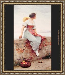 A Moment of Comfort Framed Paintings - A Pensive Moment by Eugene de Blaas