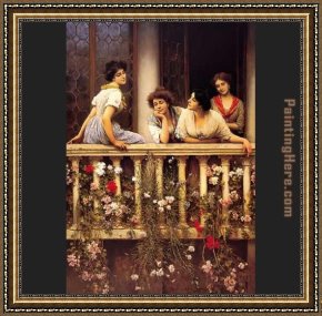 A Venetian Balcony Framed Paintings - Balcony by Eugene de Blaas