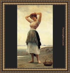 Beach Framed Paintings - On the Beach by Eugene de Blaas