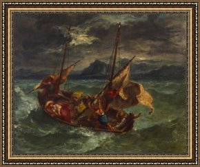 Eugene Delacroix Framed Paintings - Christ on the Sea of Galilee Walters by Eugene Delacroix