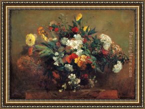Mercado De Flores (the Flower Vendor) Framed Paintings - Flowers by Eugene Delacroix