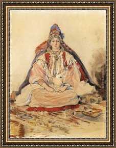 Eugene Delacroix Framed Paintings - Jewish Bride by Eugene Delacroix
