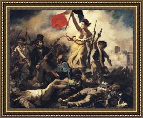 Unveiling The Statue of Liberty Framed Paintings - Liberty Leading the People by Eugene Delacroix