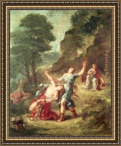 Spring Framed Paintings - Orpheus and Eurydice Spring from a series of the Four Seasons 1862 by Eugene Delacroix