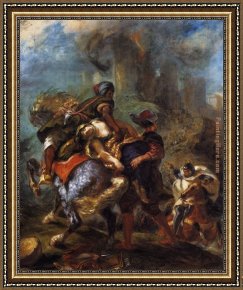 Eugene Delacroix Framed Paintings - The Abduction of Rebecca by Eugene Delacroix
