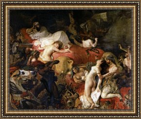 The Death of Demosthenes Framed Paintings - The Death of Sardanapalus by Eugene Delacroix