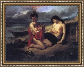 Eugene Delacroix Framed Paintings - The Natchez by Eugene Delacroix