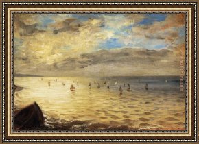 Eugene Delacroix Framed Paintings - The Sea from the Heights of Dieppe by Eugene Delacroix