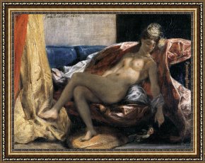 Eugene Delacroix Framed Paintings - Woman with a Parrot by Eugene Delacroix