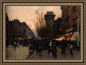 Saints Framed Paintings - Animation Pres de la Porte Saint Den by Eugene Galien-Laloue