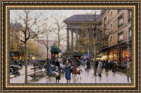 Place Blanche Boulevard Clichy Framed Paintings - La Place de la Madeleine - Paris by Eugene Galien-Laloue