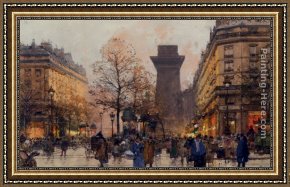 Le Vertige, Idylle Framed Paintings - Les Grands Boulevards A Paris by Eugene Galien-Laloue