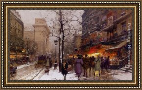 Saints Framed Paintings - Porte Saint Denis by Eugene Galien-Laloue