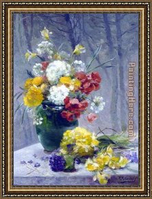 Flower of Life Framed Paintings - Still Life of Flowers by Eugene Henri Cauchois