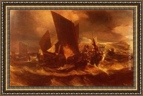 Port of Valencia Framed Paintings - Retour Au Port by Eugene Isabey