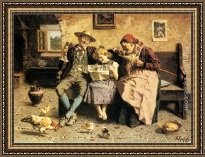 Receiving The News Framed Paintings - Reading the News by Eugenio Zampighi