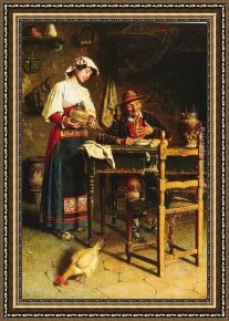 The Guest's Arrival Framed Paintings - The Dinner Guest by Eugenio Zampighi