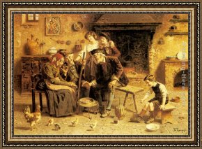 The Hunter's Return Framed Paintings - The Hunter's Tale by Eugenio Zampighi
